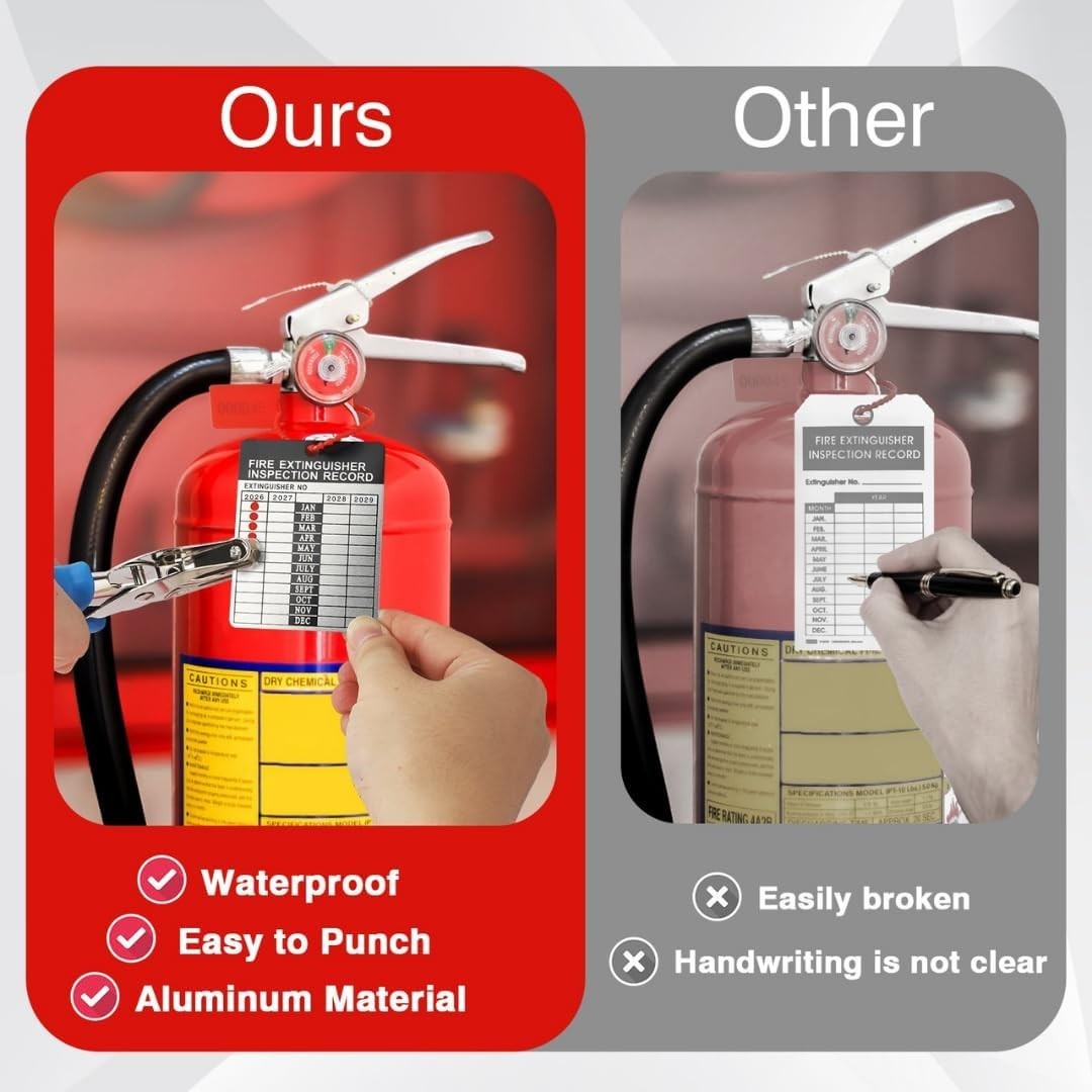 50 Sets 2026–2029 Fire Extinguisher Tags Aluminum Metal 50, 2026-2029
