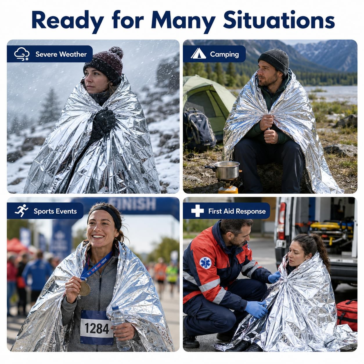 BH Lot of 50 Emergency Mylar Blankets – 84 x 52