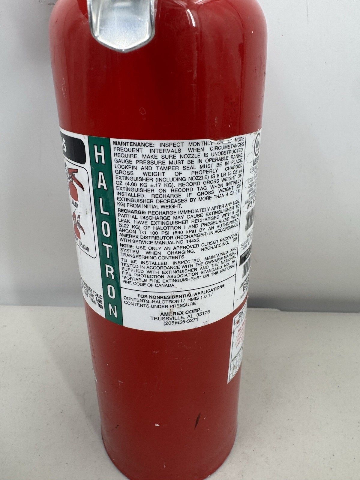 Amerex B386 Fire Extinguisher 5 lb Halotron Clean Agent 5B:C Class BC 2021