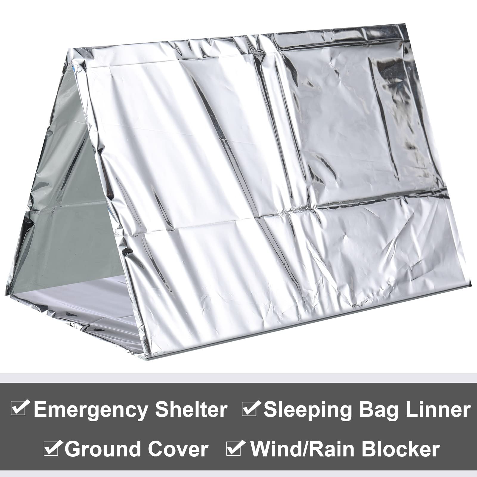 50 Pcs Emergency Thermal Blanket Bulk 83 x 63 Gigantic Foil Space Blanket Sur…