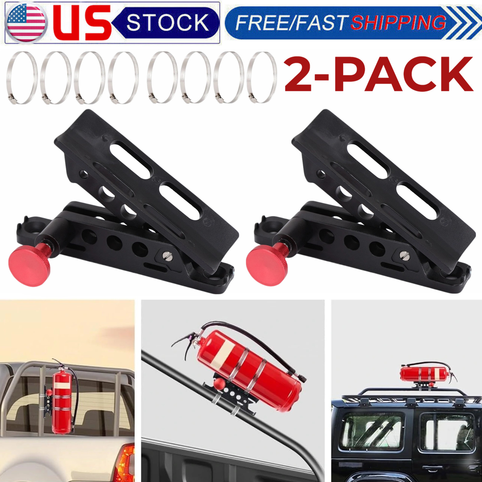 2 xQuick Release Fire Extinguisher Mount Car Bracket Adjustable Holder For Jeep