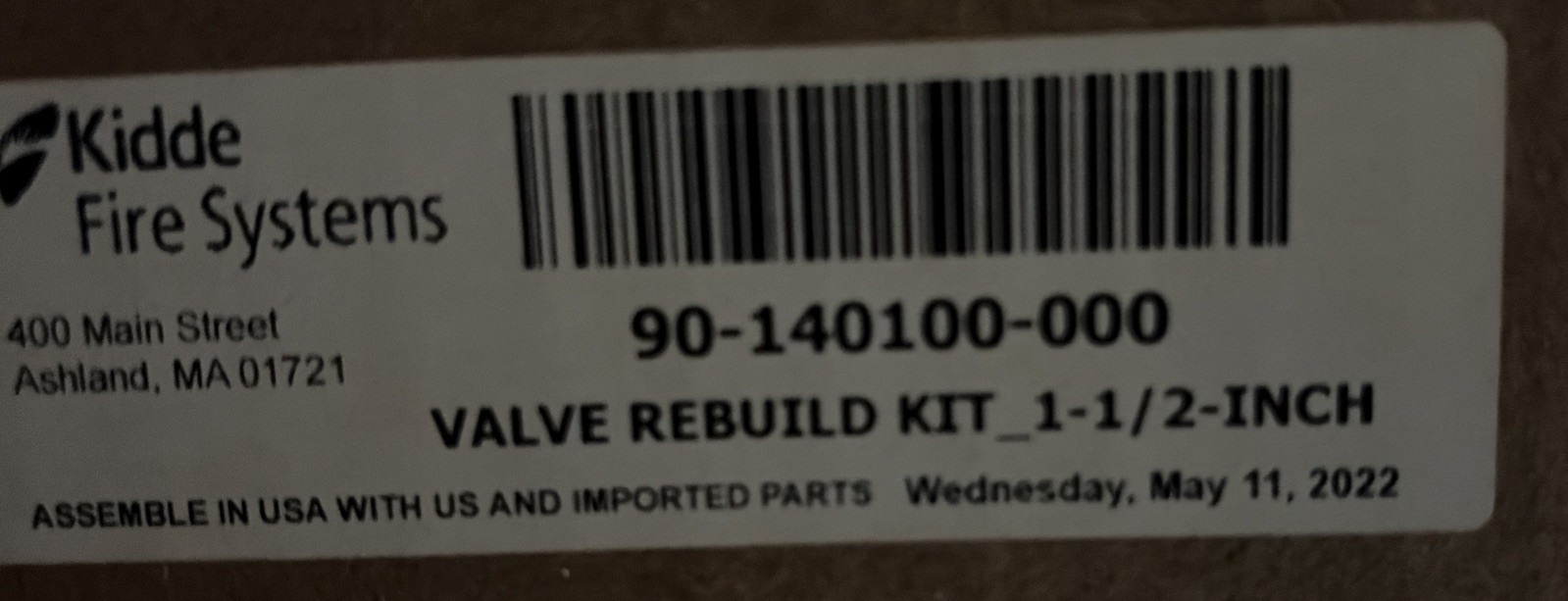 1/1/2” Rebuild Kidde Rebuild Kit 85-150200-000