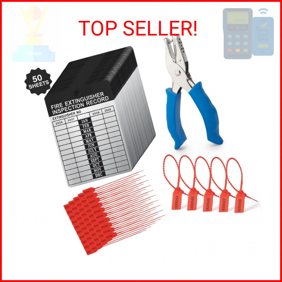 50 Sets 2026–2029 Fire Extinguisher Tags Aluminum Metal Inspection Record Tags 2