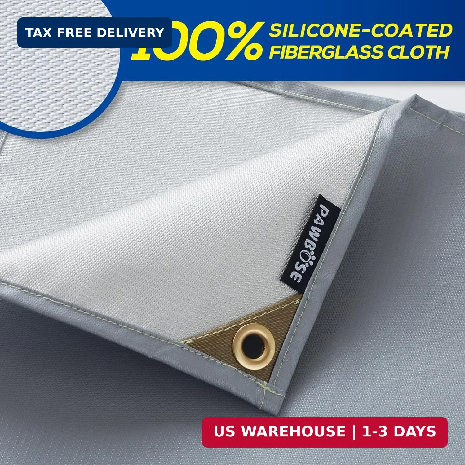 PAWBOSE 6x8ft Welding Blanket, Silicone Coated Fiberglass Fire Blanket for Weldi