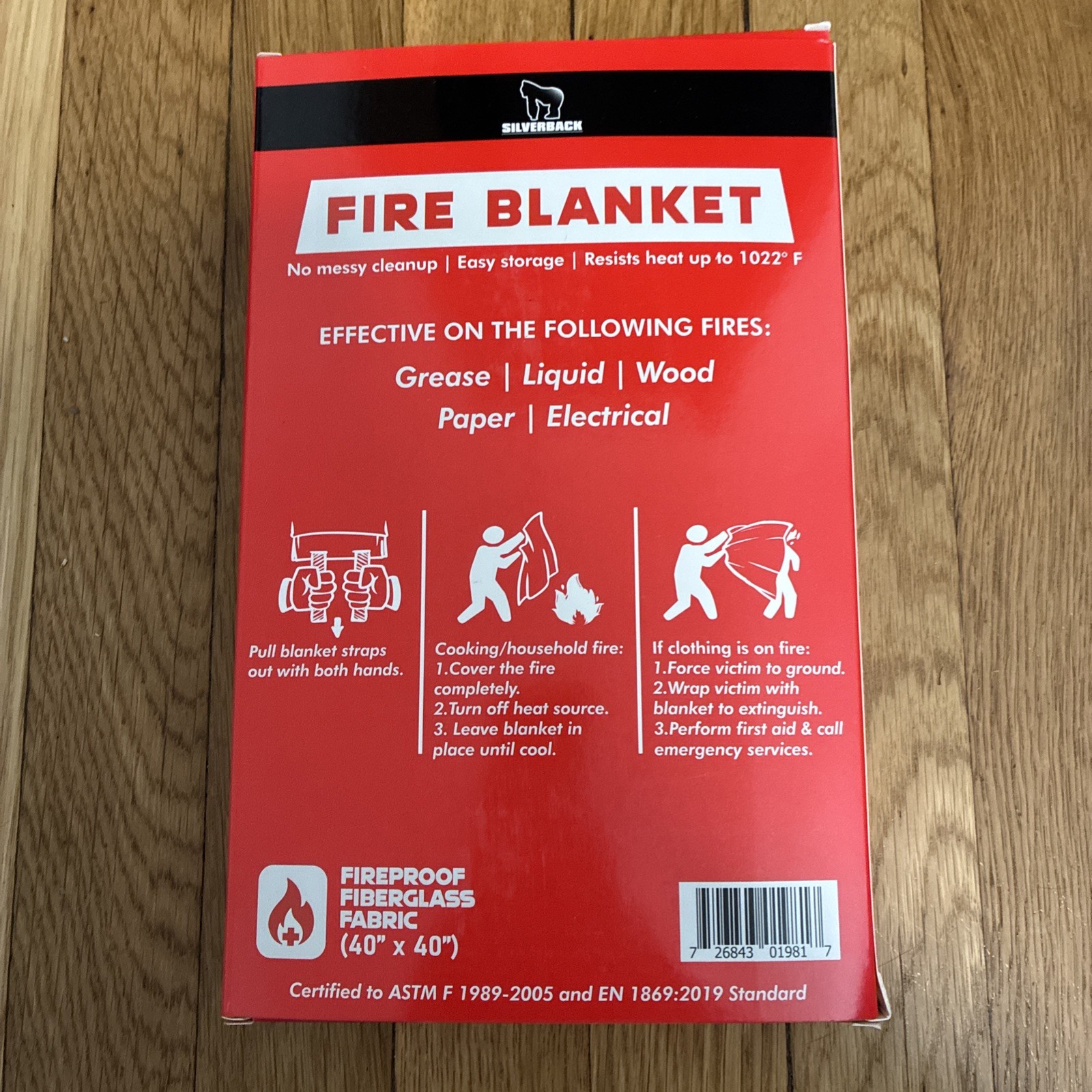 Silverback Fire Blanket – 100% Fiberglass Fabric 40”x40”