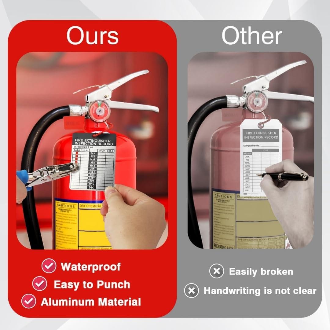 50 Sets 2026–2029 Fire Extinguisher Tags Aluminum Metal 50, 2026-2029