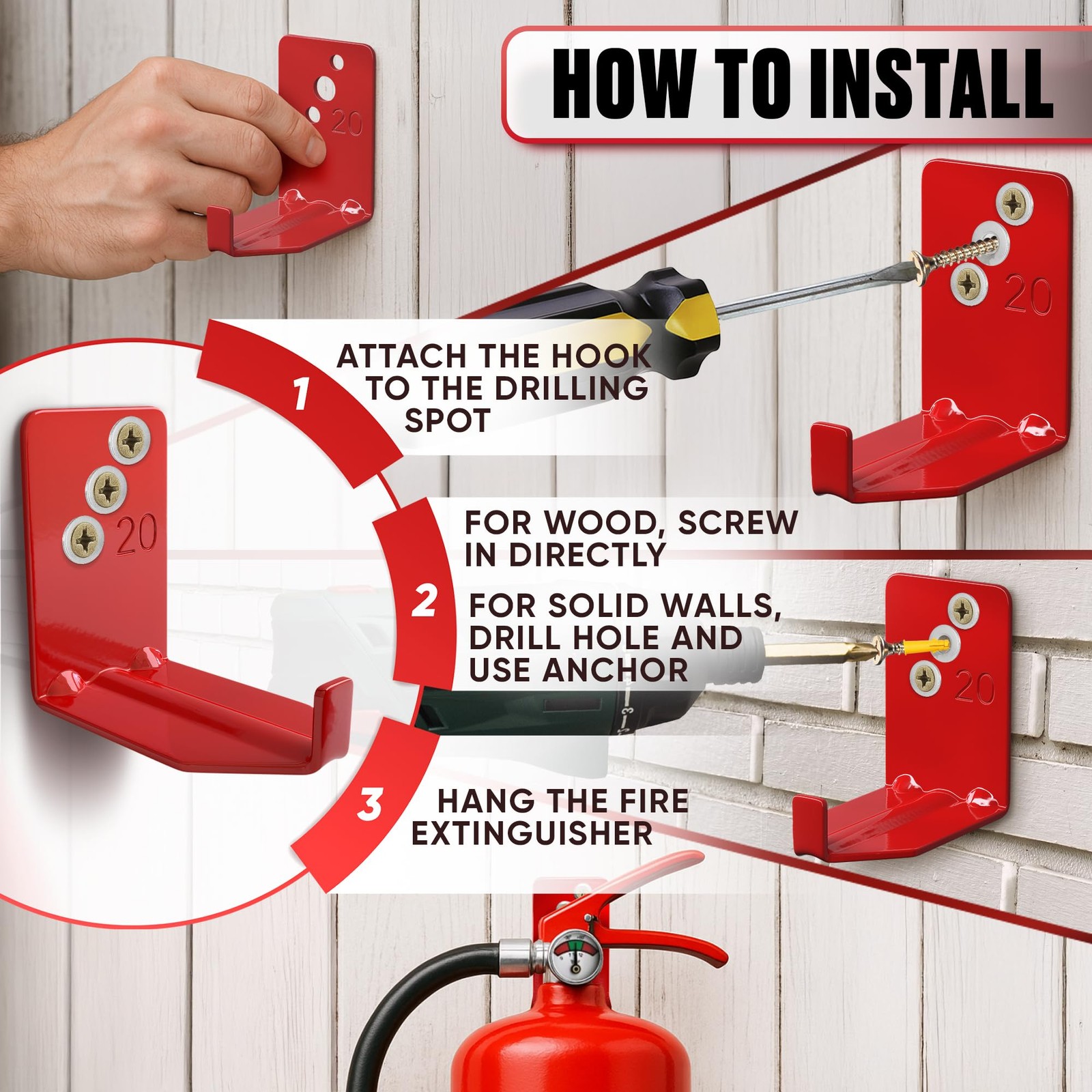 Set of 4 Fire Extinguisher Mount Bracket – 2.36″ × 1.57″ × 2.36″ Fire Extingu…