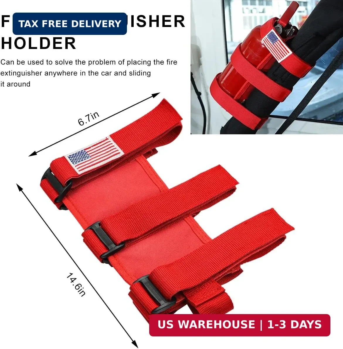 Fire Extinguisher Holder, Roll Bar Adjustable Extinguisher Strap Brackets with U