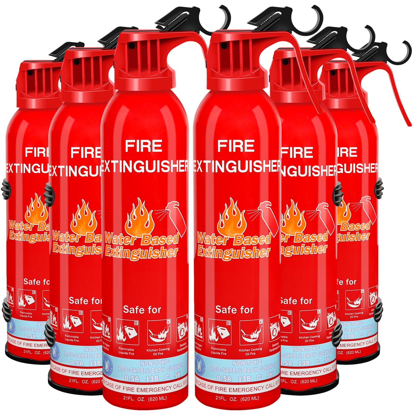 Fire Extinguisher for Home with Mount, 6 Pack Upgraded 8-in-1 Portable Fire E…