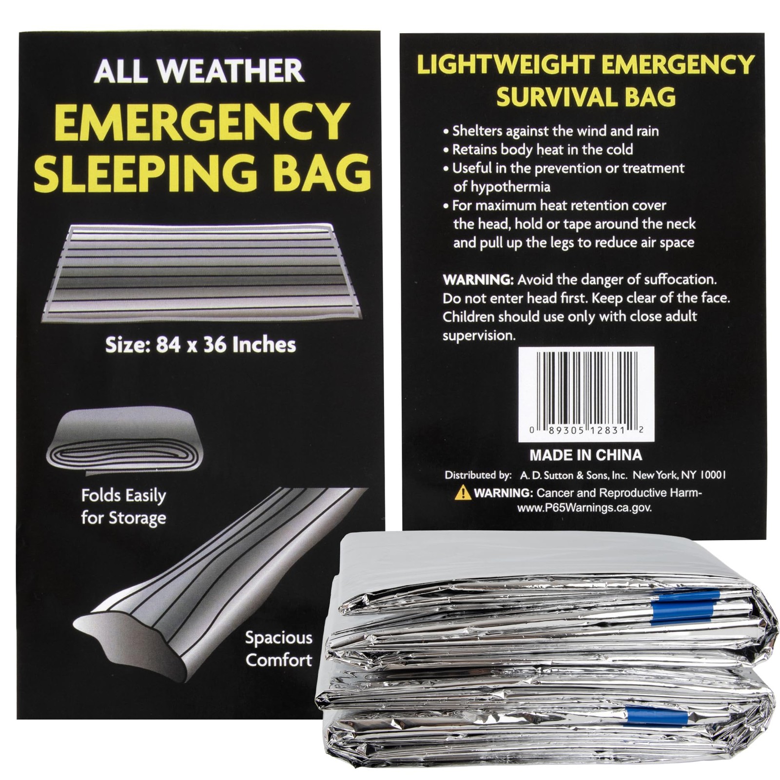 Mylar Emergency Thermal Blanket Sleeping Bag for Survival (2 Pack), Thick Reu…