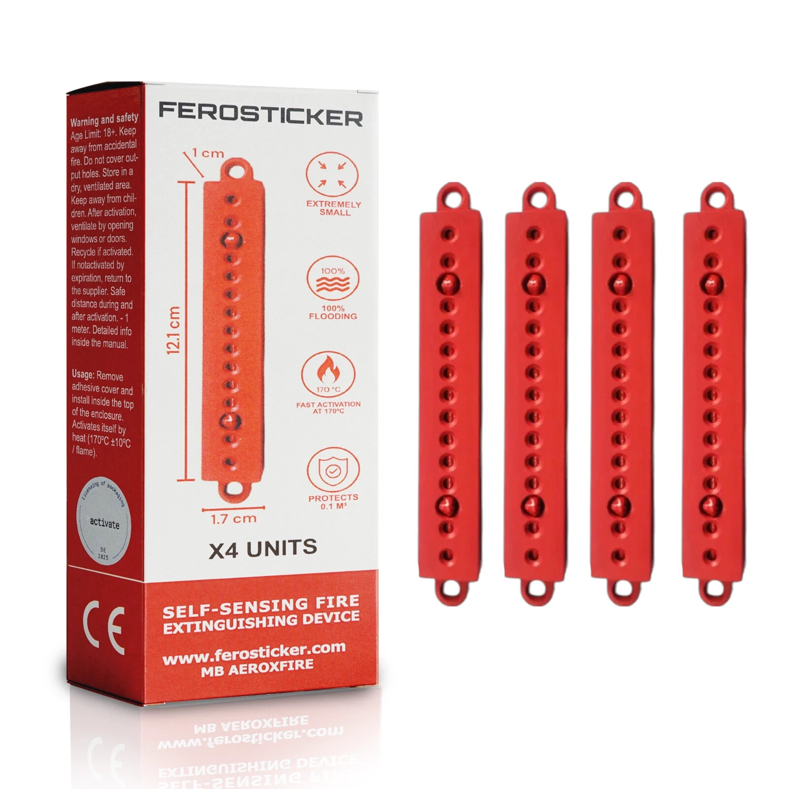 FEROSTICKER Small Automatic Fire Extinguisher for Electric Boxes (Pack of 4)