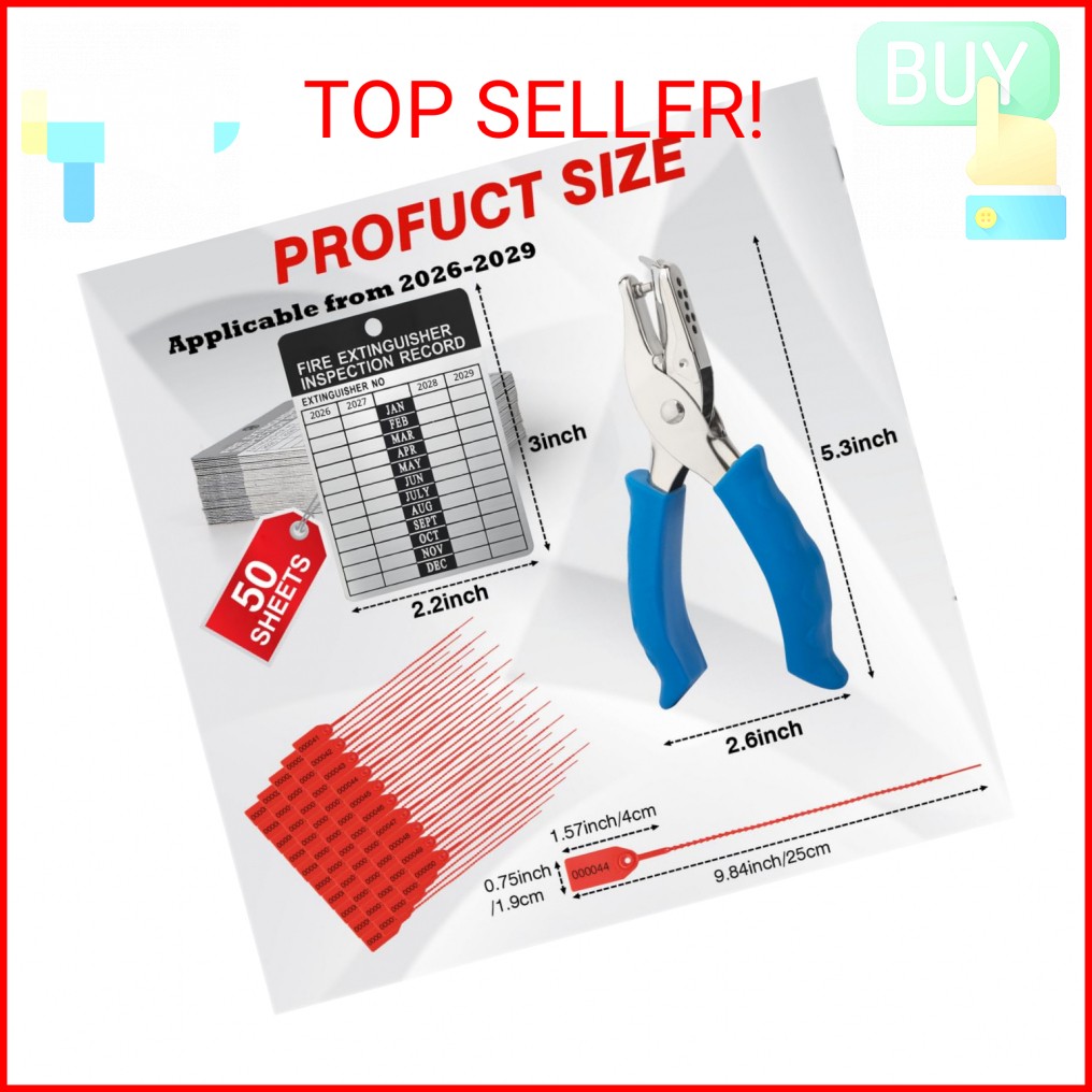 50 Sets 2026–2029 Fire Extinguisher Tags Aluminum Metal Inspection Record Tags 2