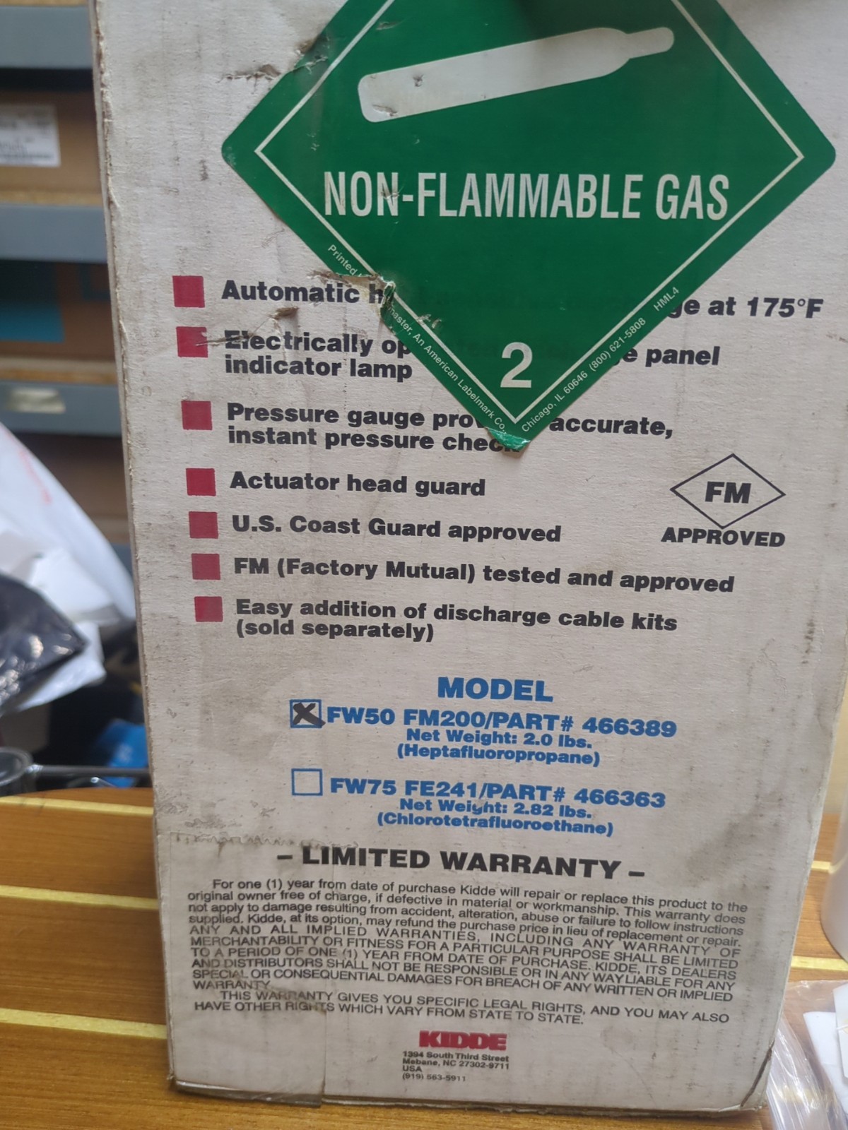 A3 Kidde Mariner Fyre Watch Automatic Fire Extinguisher FW50 FM200 466389