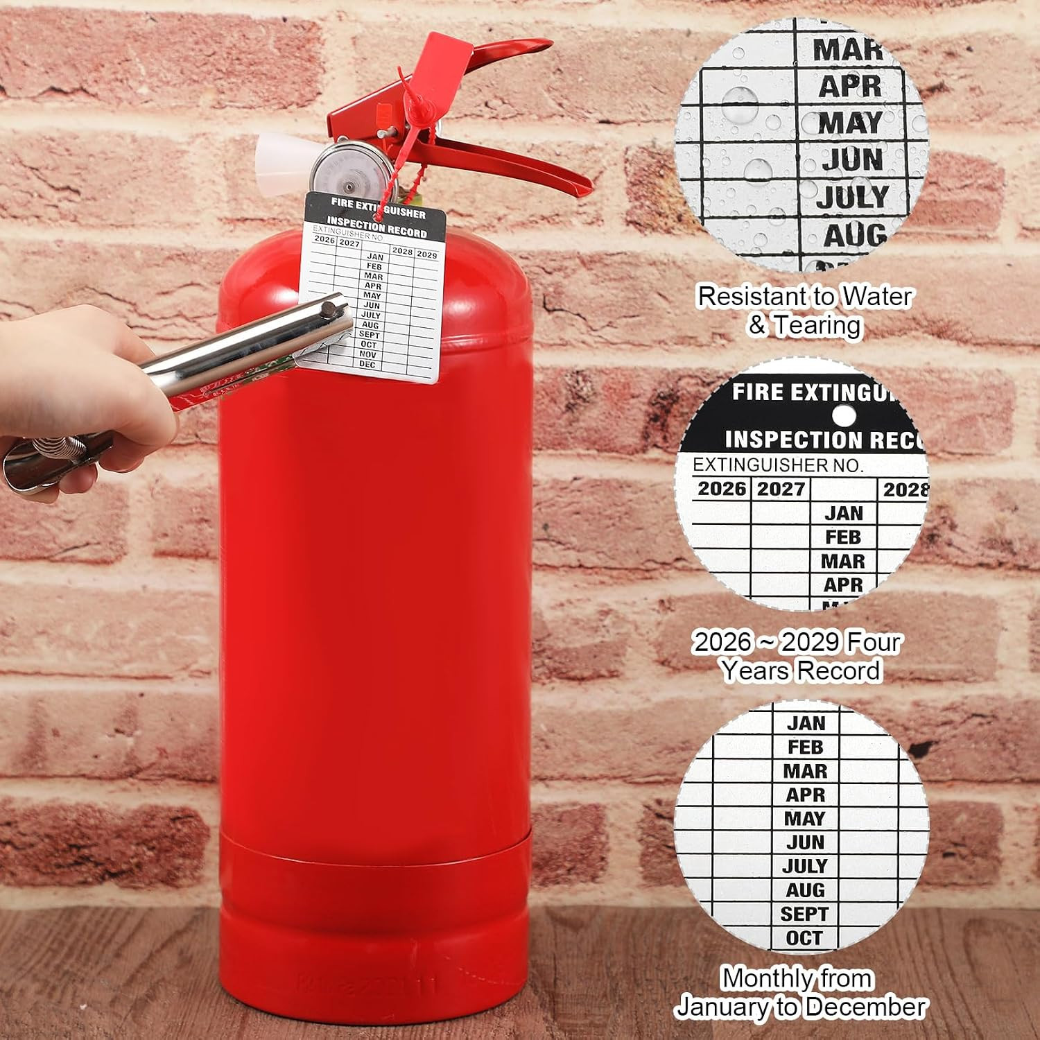 100 Set Fire Extinguisher Tag Bulk 2026-2029 Monthly Aluminum Metal Fire Extingu