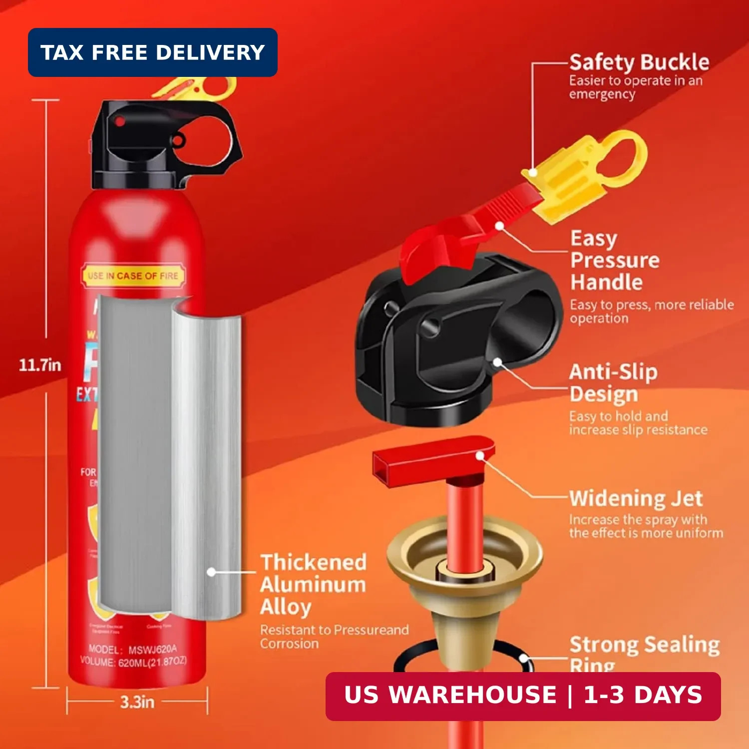 2 PACK Portable Fire Extinguisher Spray 4 in-1 With Bracket for The House/Car/Ki