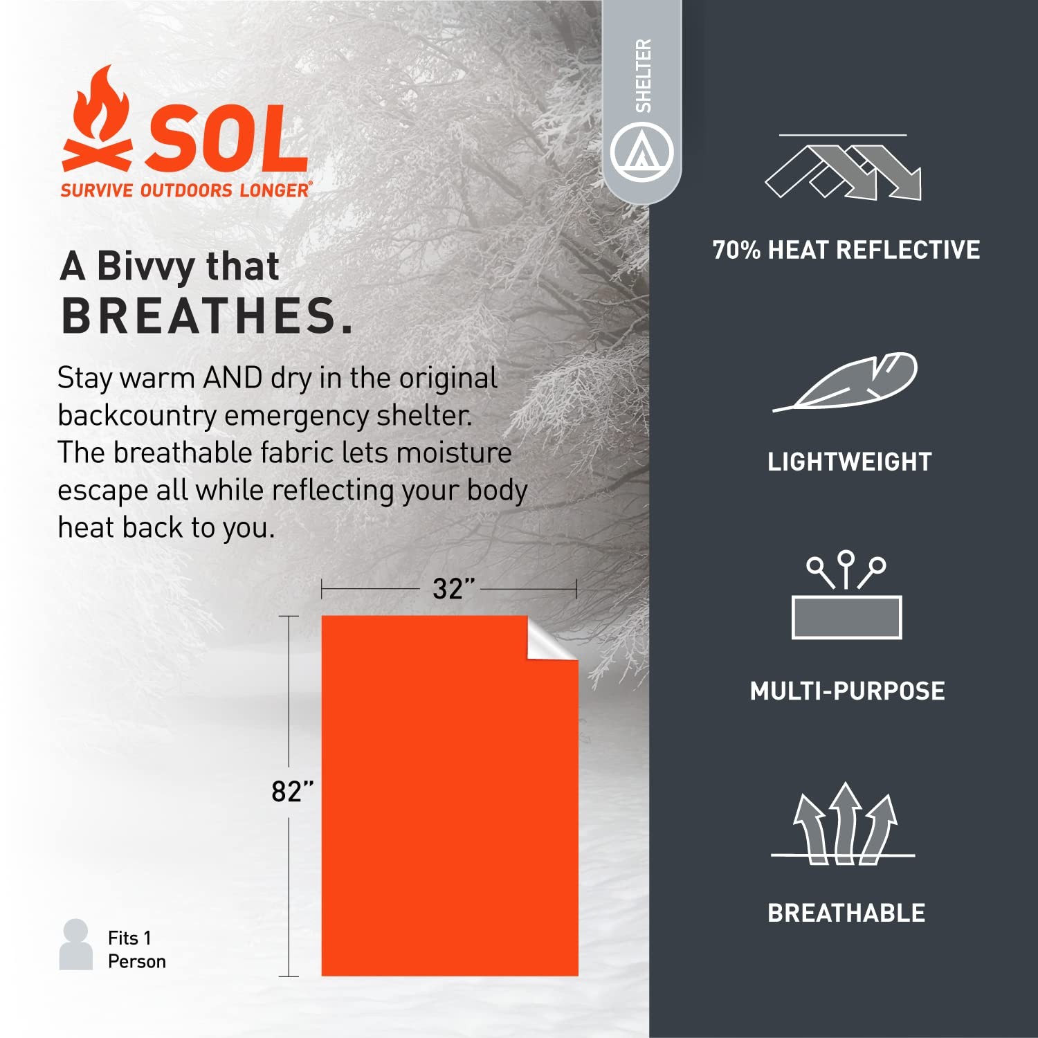SOL Escape Lite Bivvy – Reflects up to 70% Body Heat – Waterproof Emergency B…