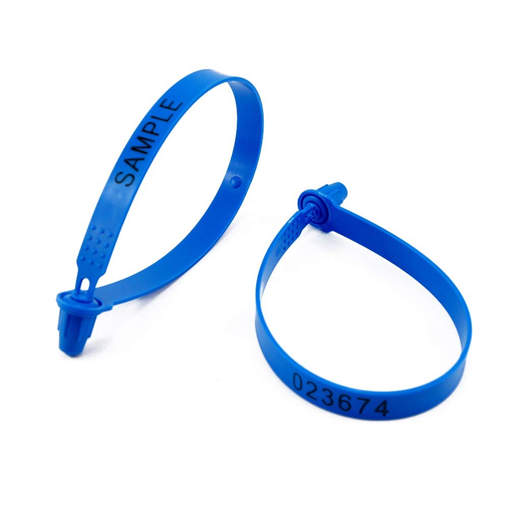 100 Tamper Proof Seals High Security Shipping Tags Numbered Blue Plastic