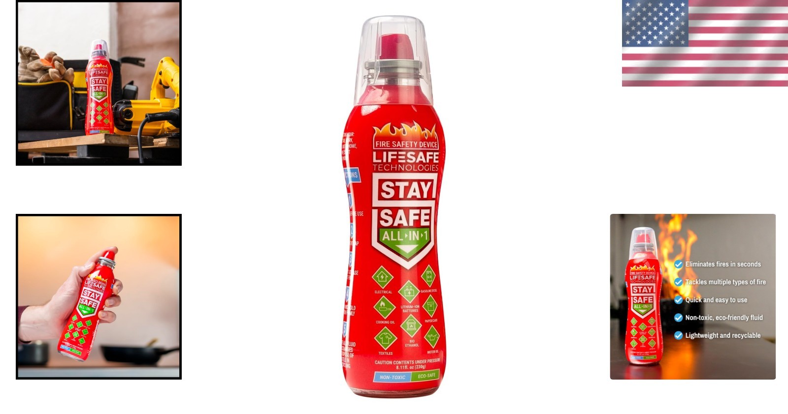 StaySafe Multi-Type Fire Extinguisher – Safe, Compact & Easy to Store, 9.91oz