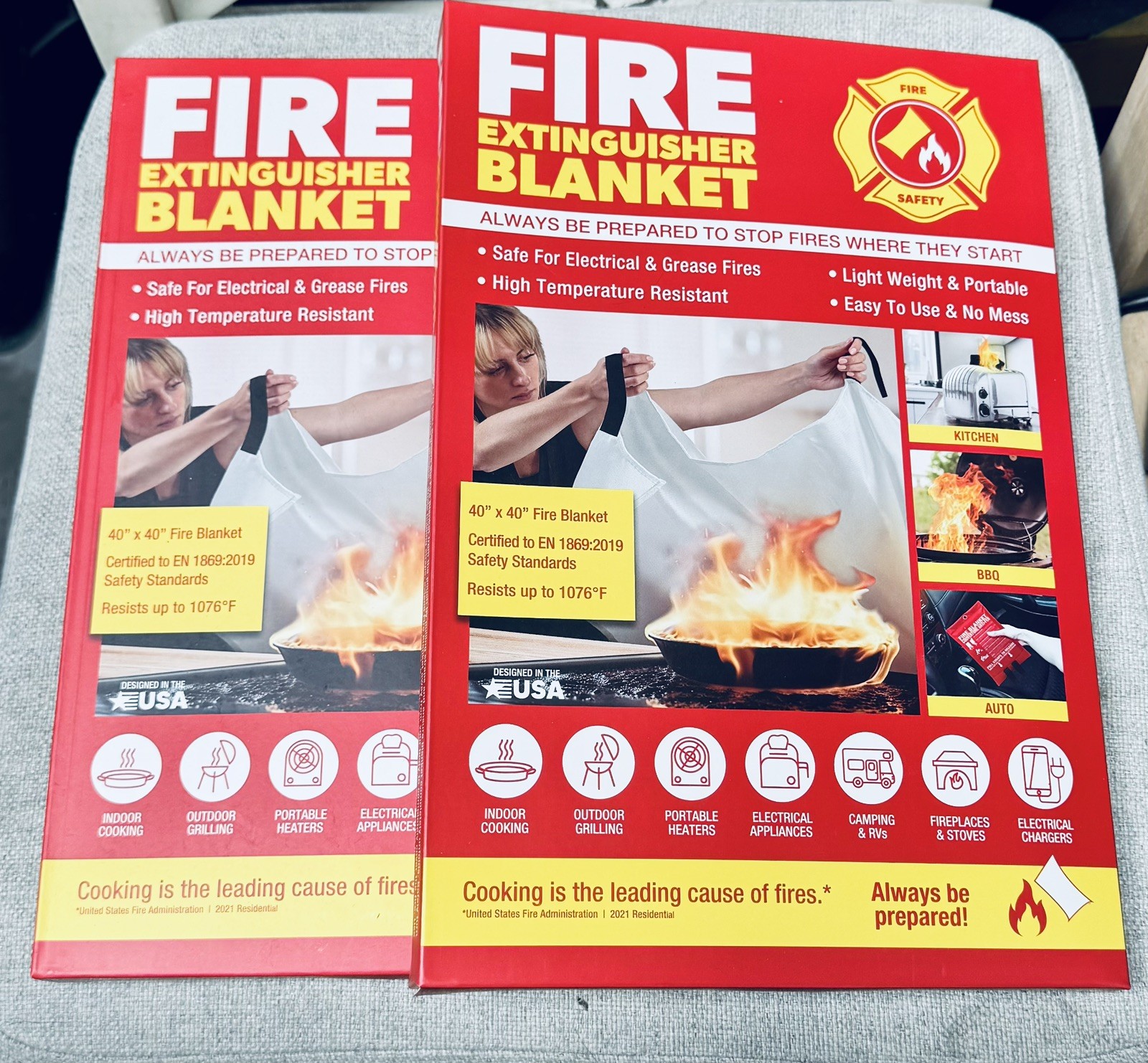 Klear Concepts 40″ X 40″ Fire Extinguisher Blanket Fire Suppression, 2PACK