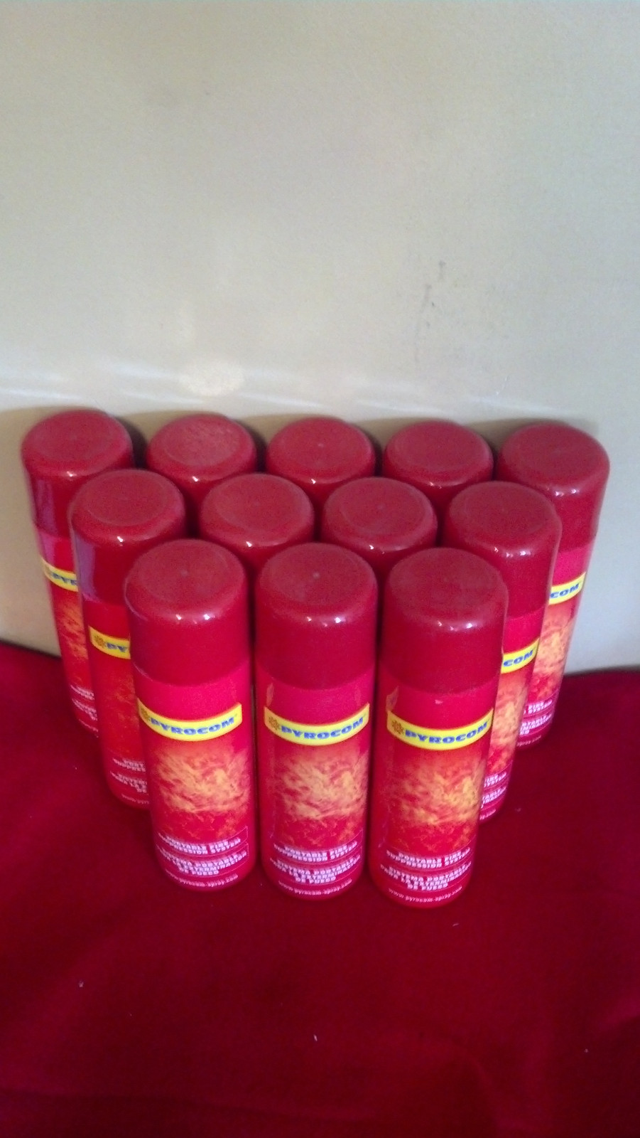 12 Aerosol Cans Pyrocom Portable Foam Fire Extinguisher