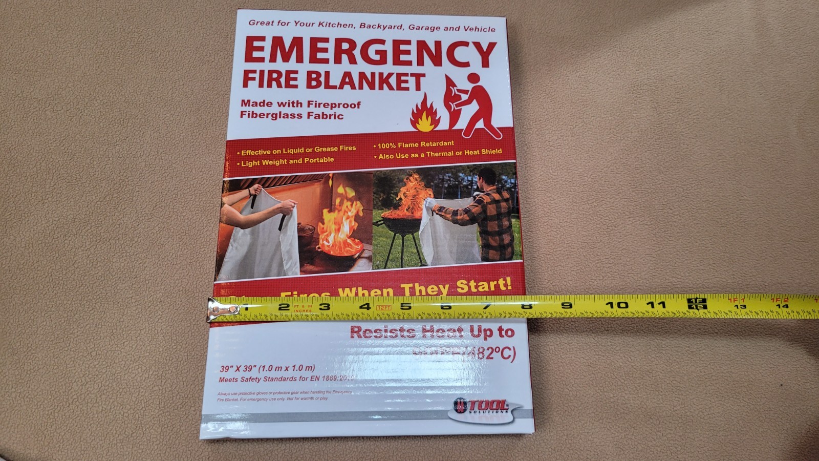 Emergency Fire Blanket 39” x 39” Kitchen Home Fiberglass Fireproof Heat Shield