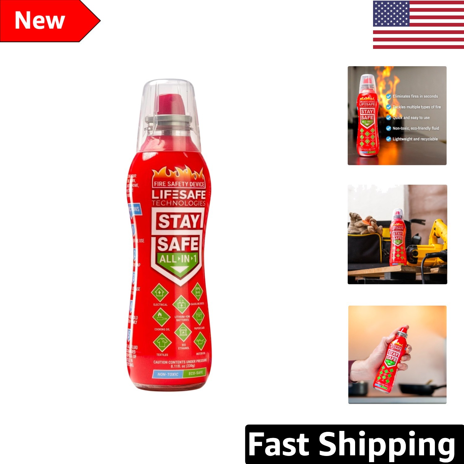 All-in-1 Fire Spray: Non-Toxic Extinguisher for 10 Fire Types – Saves Lives
