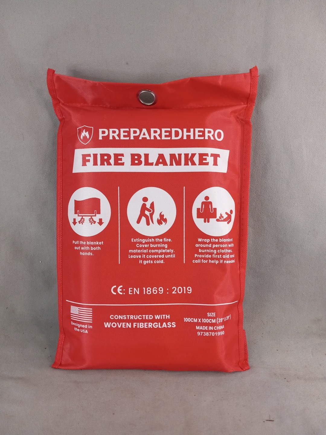NEW▪︎Prepared Hero Emergency Fire Blanket 39″x39″ Woven Fiberglass Blanket