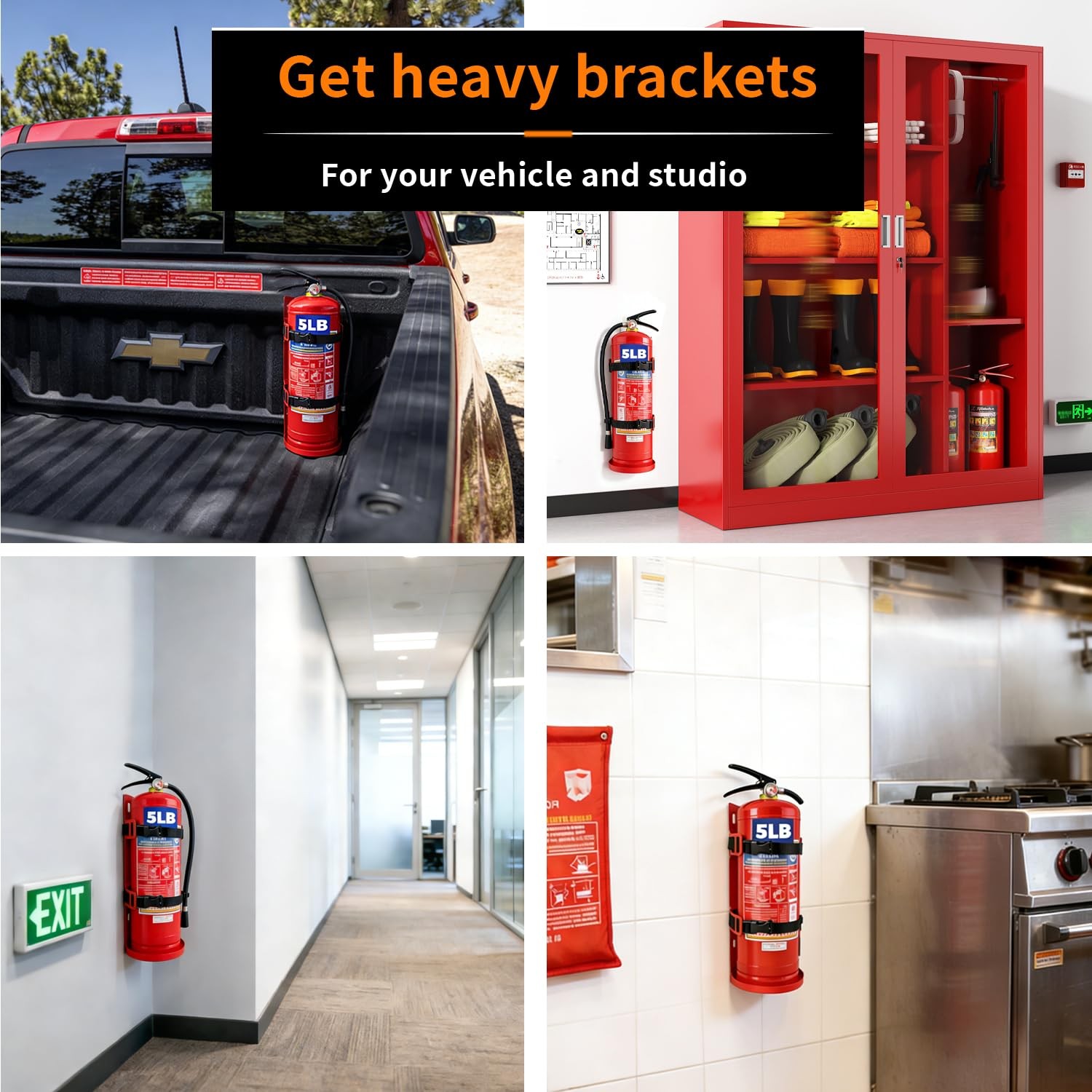 2 PCS Fire Extinguisher Wall Mount Bracket Heavy Duty Metal Holder For 5 Lb