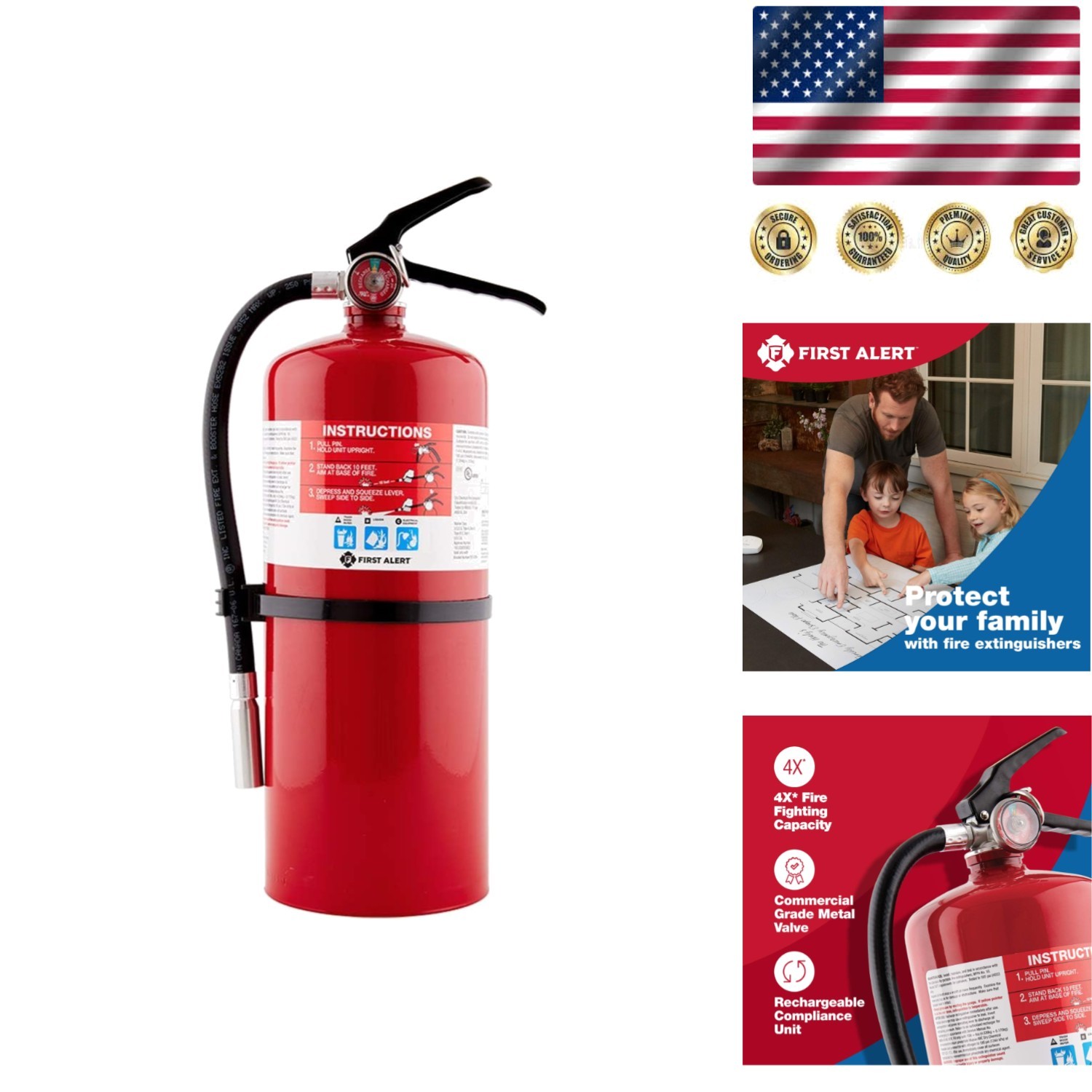 Commercial Fire Extinguisher 1-Pack – Rechargeable 4-A:60-B:C, All-Metal