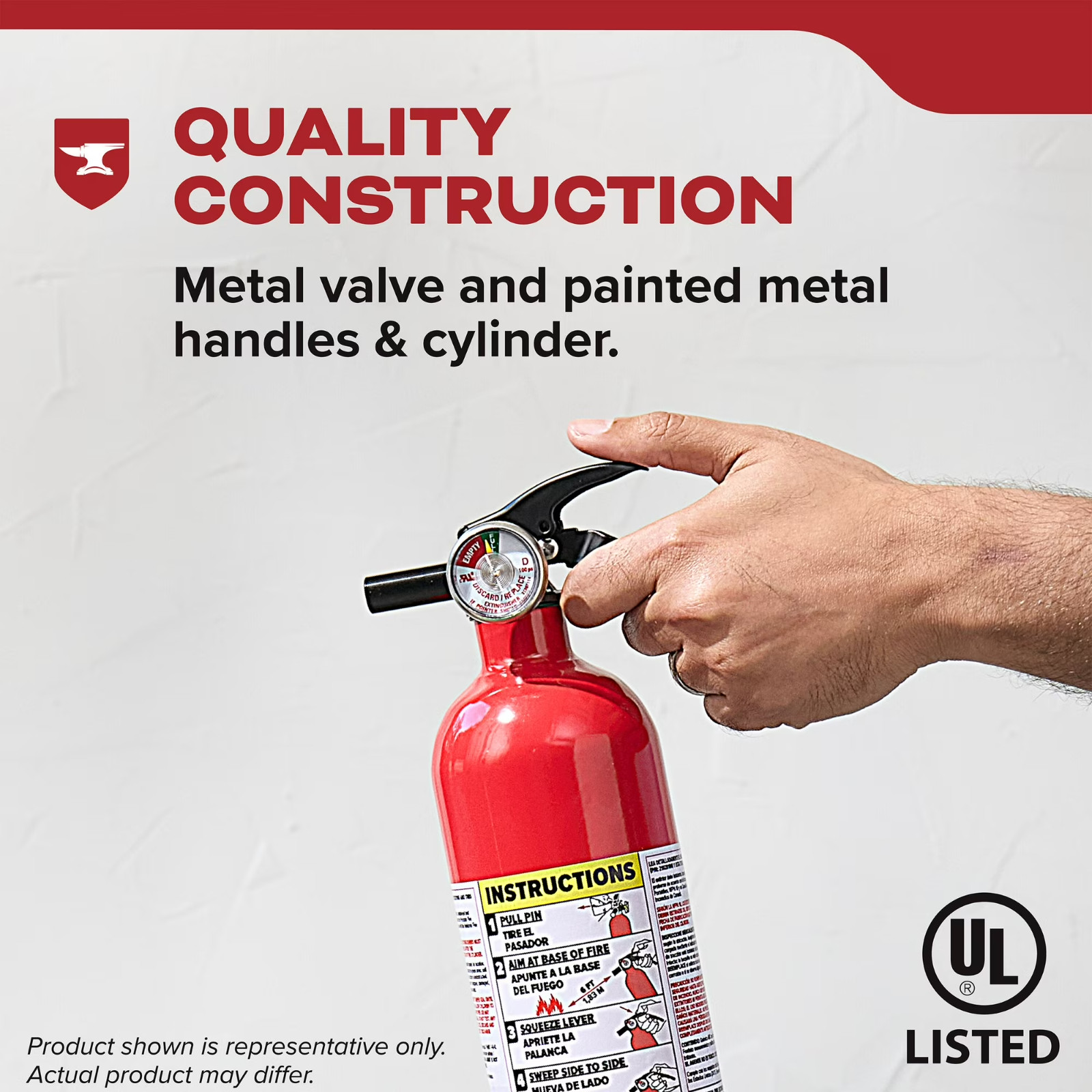FA110 Multipurpose Home Fire Extinguisher, Type A, B, C, 2.5 lb, 1 Each