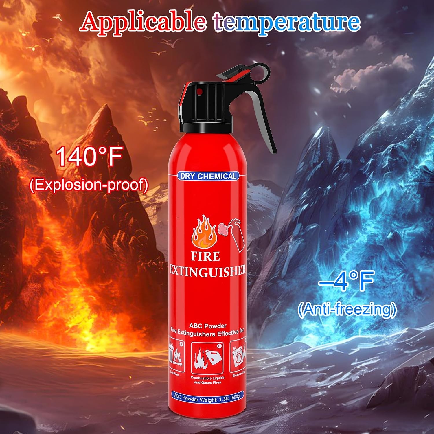 Pack ABC Dry Chemical Fire Extinguishers, Portable Dry Powder Fast-Acting Fire E