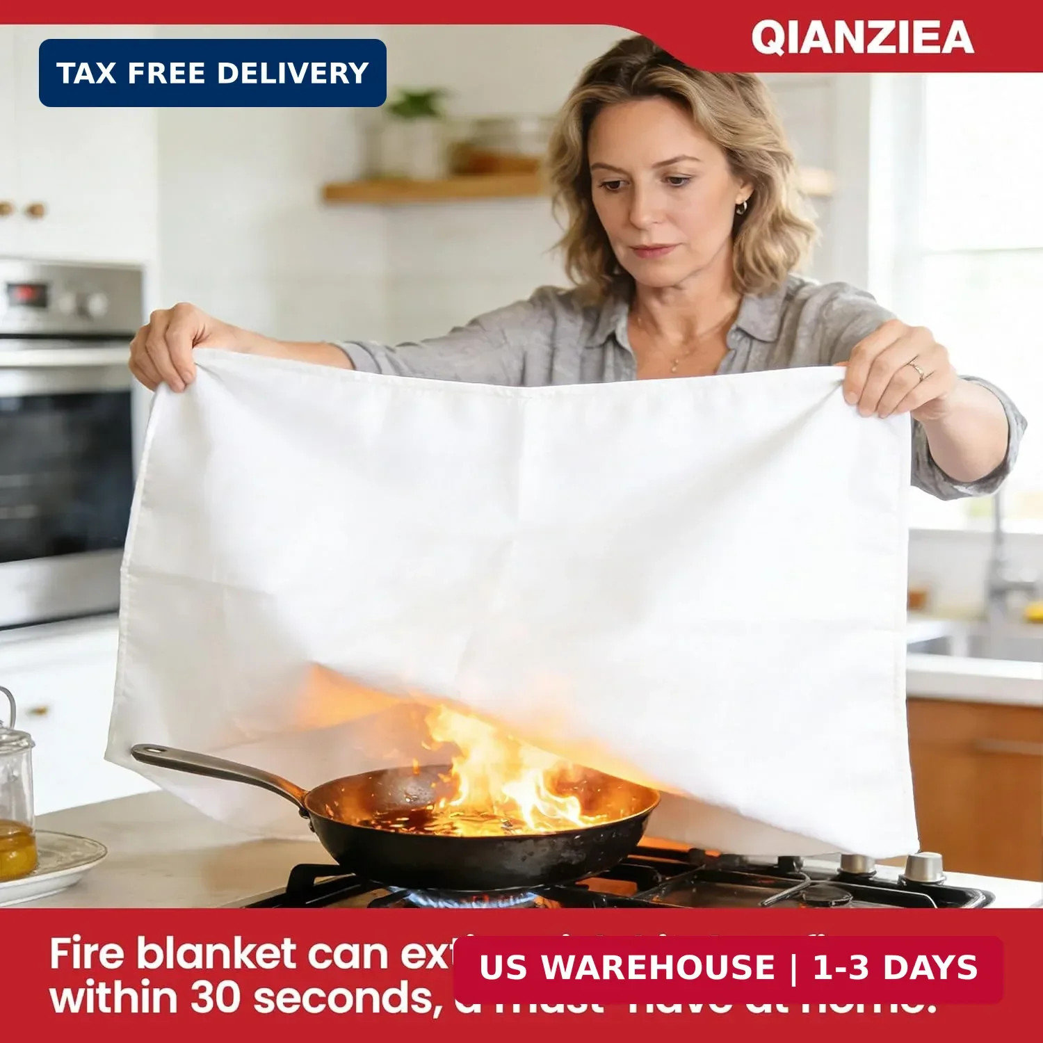 4 Pack Fire Blanket 40″ x 40″ – Emergency Fire Blanket for Kitchen & Home, Fiber