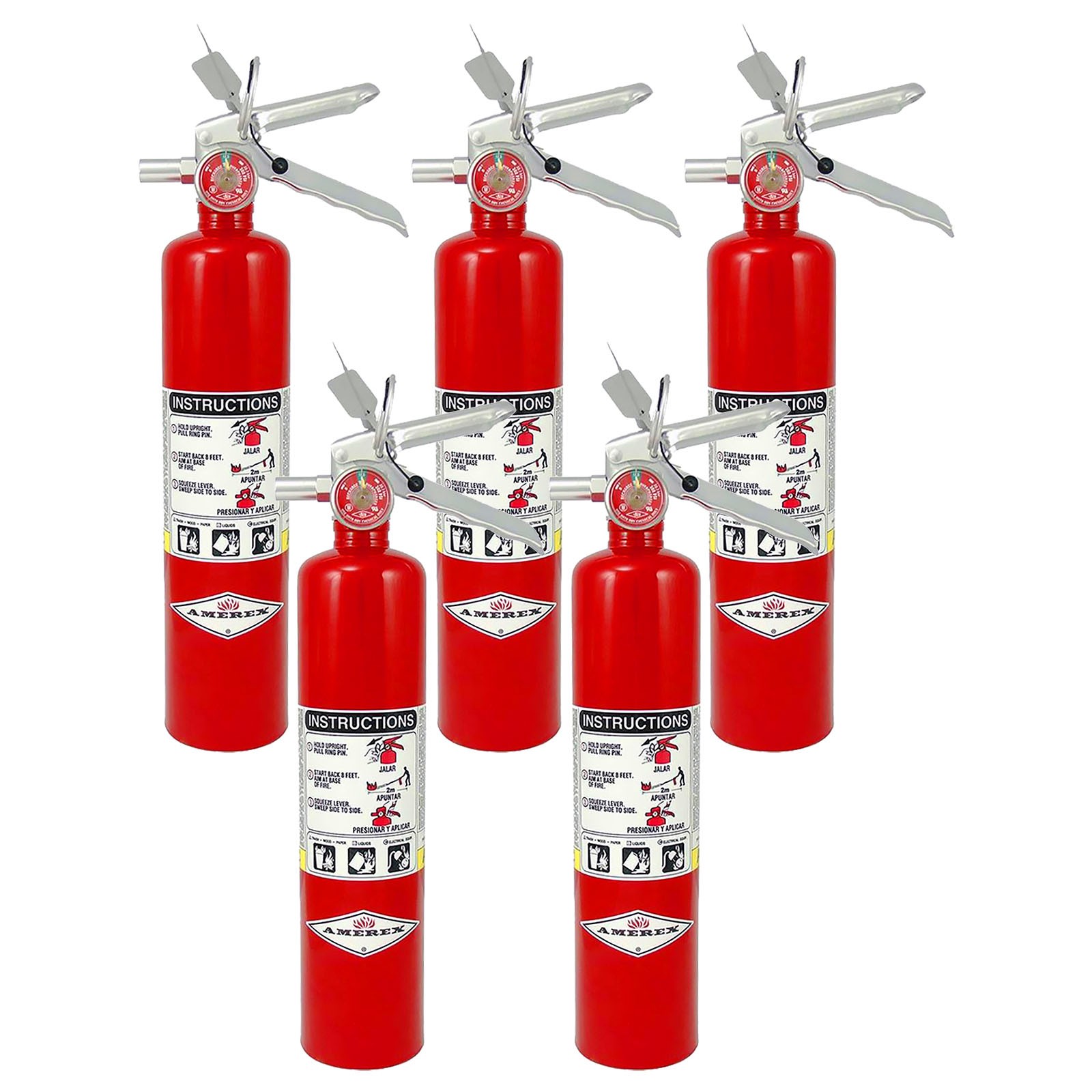 Amerex B417T 2.5 lbs Dry Chemical Fire Extinguisher with Wall Bracket – 5 Pack