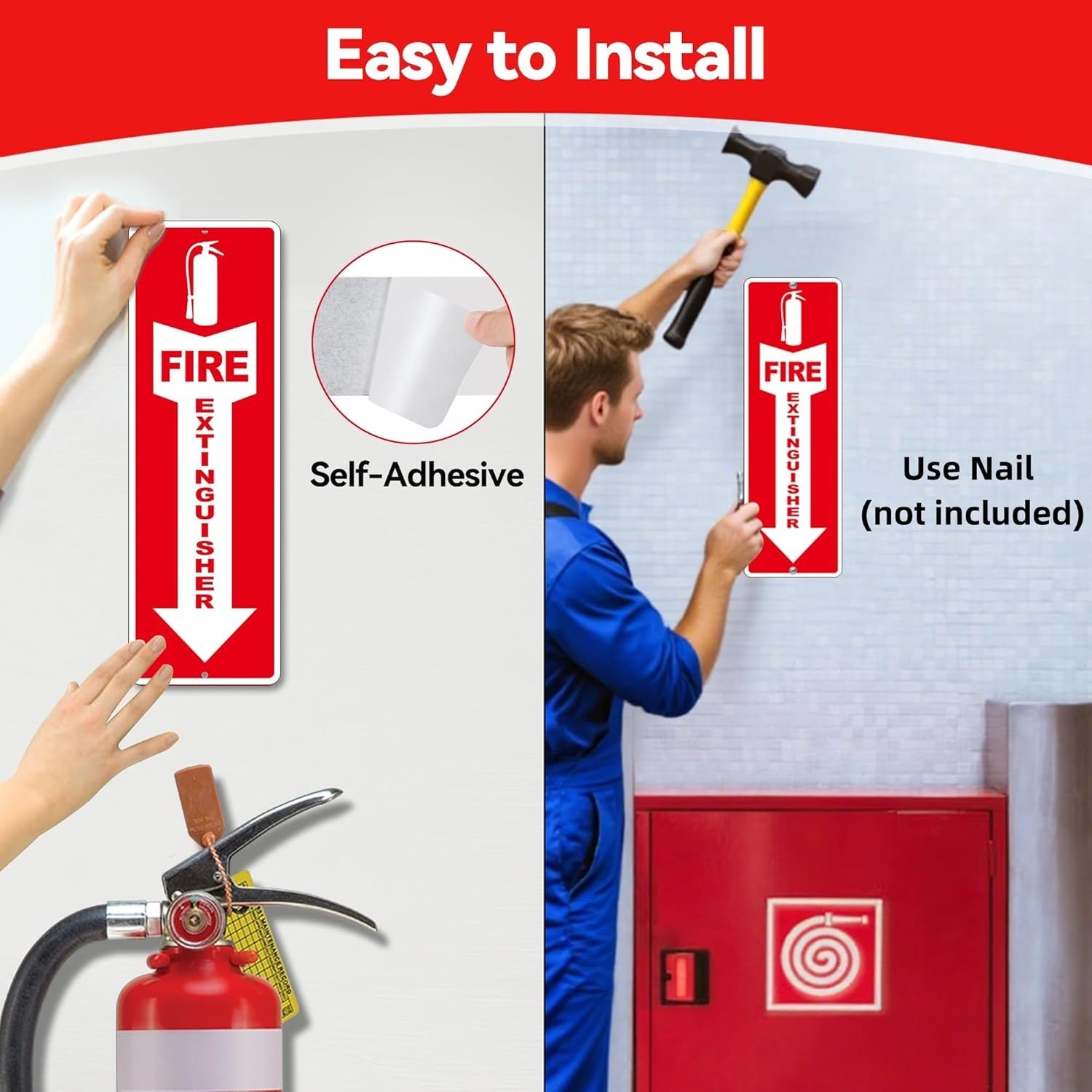4 Pack Fire Extinguisher Signs – Strong Self Adhesive Fire Extinguisher Sign …