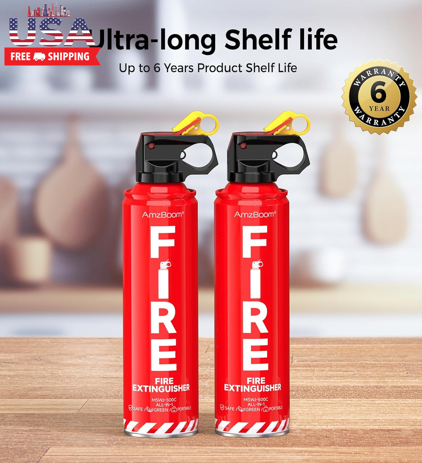 2-Pack Fire Extinguisher for Home, Kitchen, Car, and Grill with Mounting Bracket