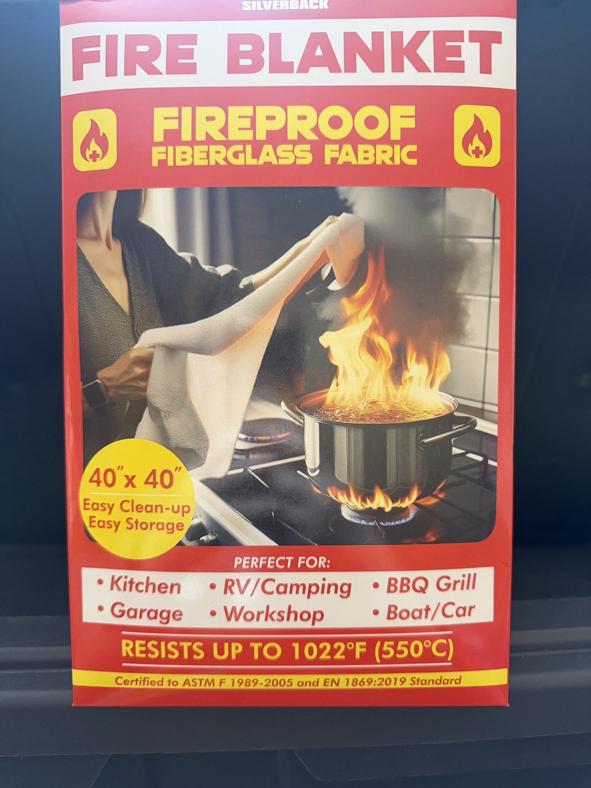 Silverback 40″ X 40″ Fireproof Fiberglass Fire Blanket (3 Blankets $25 + S&H)