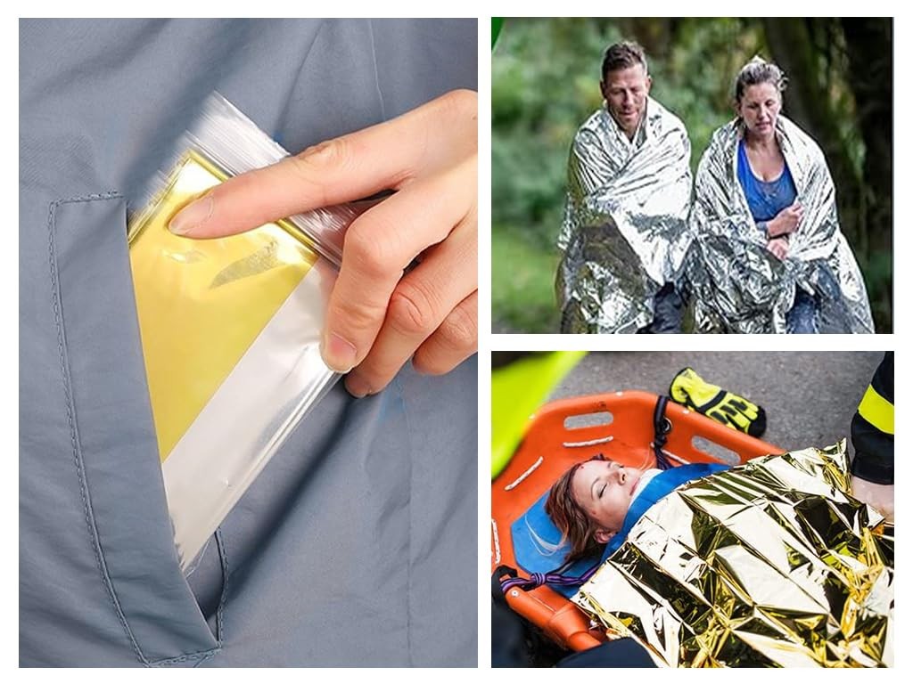 20 Pieces Emergency Foil Blankets, Survival Emergency Blanket, Emergency Foil…
