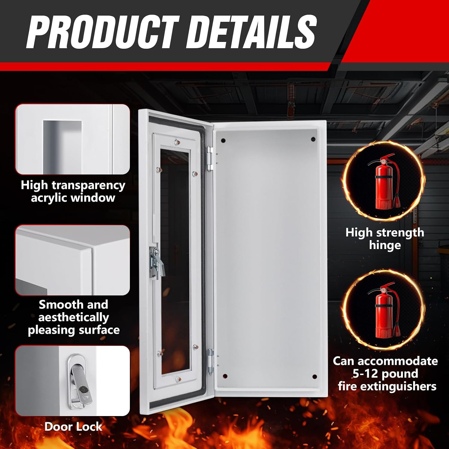 Fire Extinguisher Cabinet Wall and Surface Mount for 5-12 Pounds Extinguisher, 2