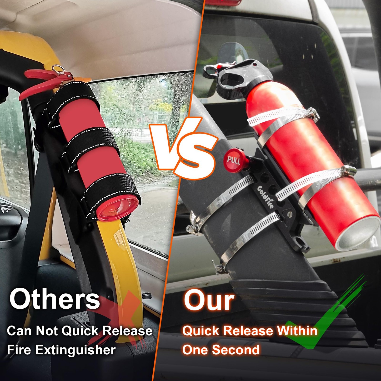 Quick Release Fire Extinguisher Mount Bracket Holder Aluminum Roll Bar Black