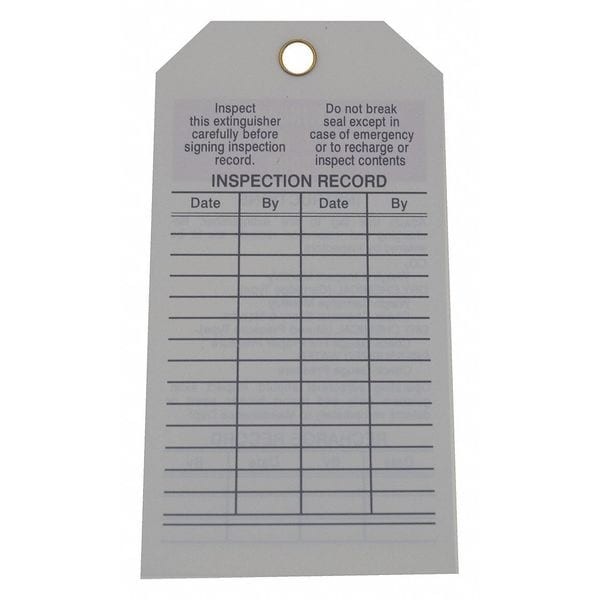 Fire Extinguisher Inspection Tags 25 Pack Polyester 5¾x3in White Durable
