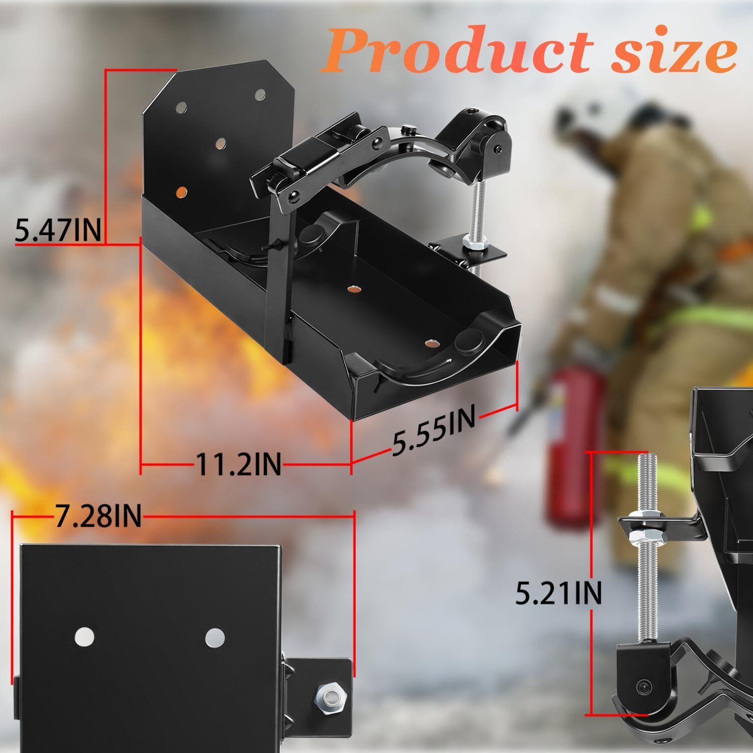 809 Heavy Duty Fire Extinguisher Vehicle Bracket Mount for 10lb Dry & 5lb Co2