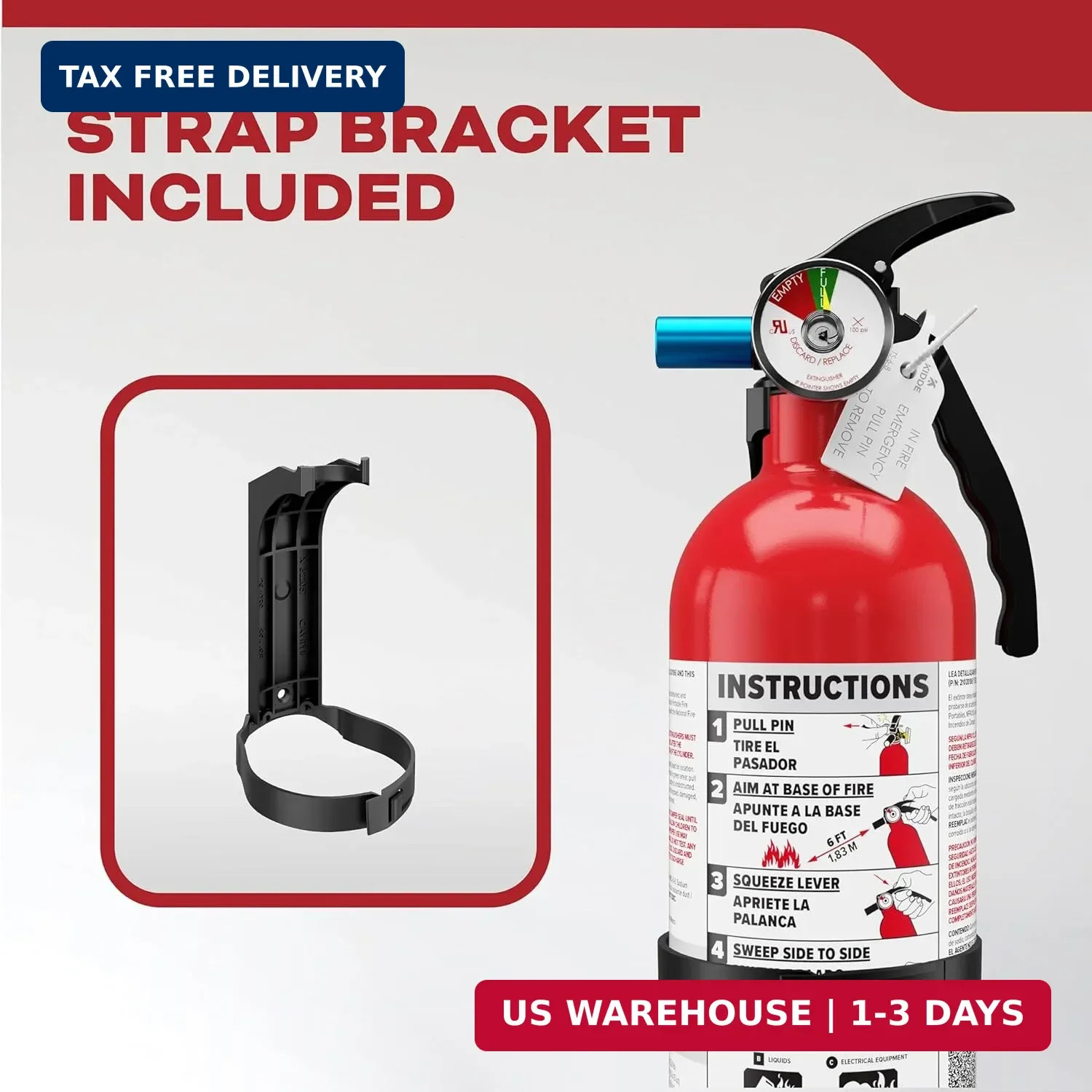 Kidde Basic Fire Extinguisher for Home, Office, Residential, Single-Use, 5BC