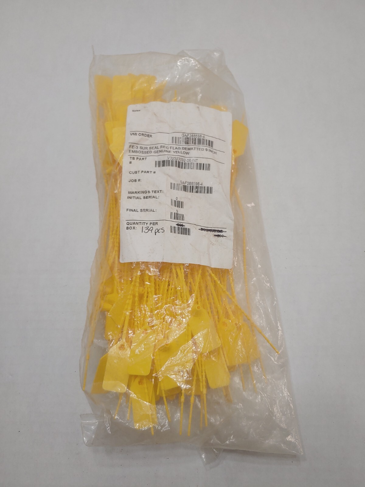 Lot of 139 Stoffel Yellow 9″ Lock Pin Safety Tamper Proof Seals / Lock – Flag