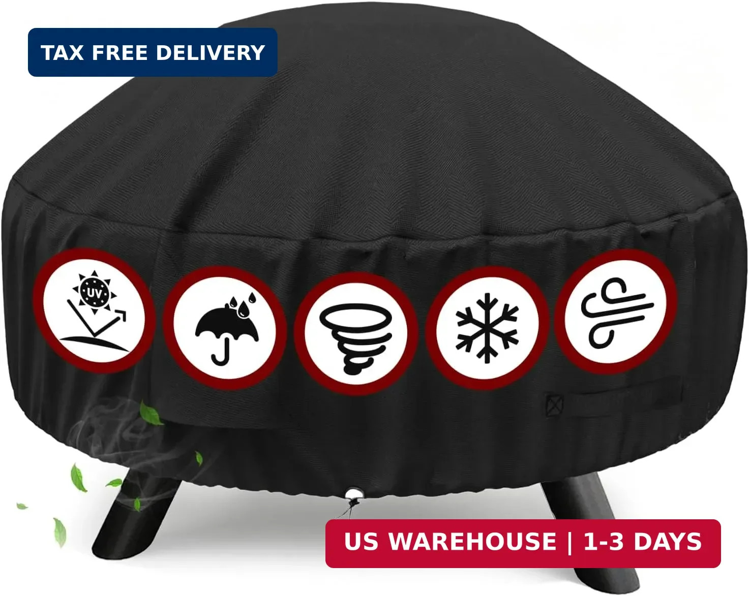 SHINESTAR Round Fire Pit Cover for 22-32 Inch Fire Pit – Waterproof and Windproo