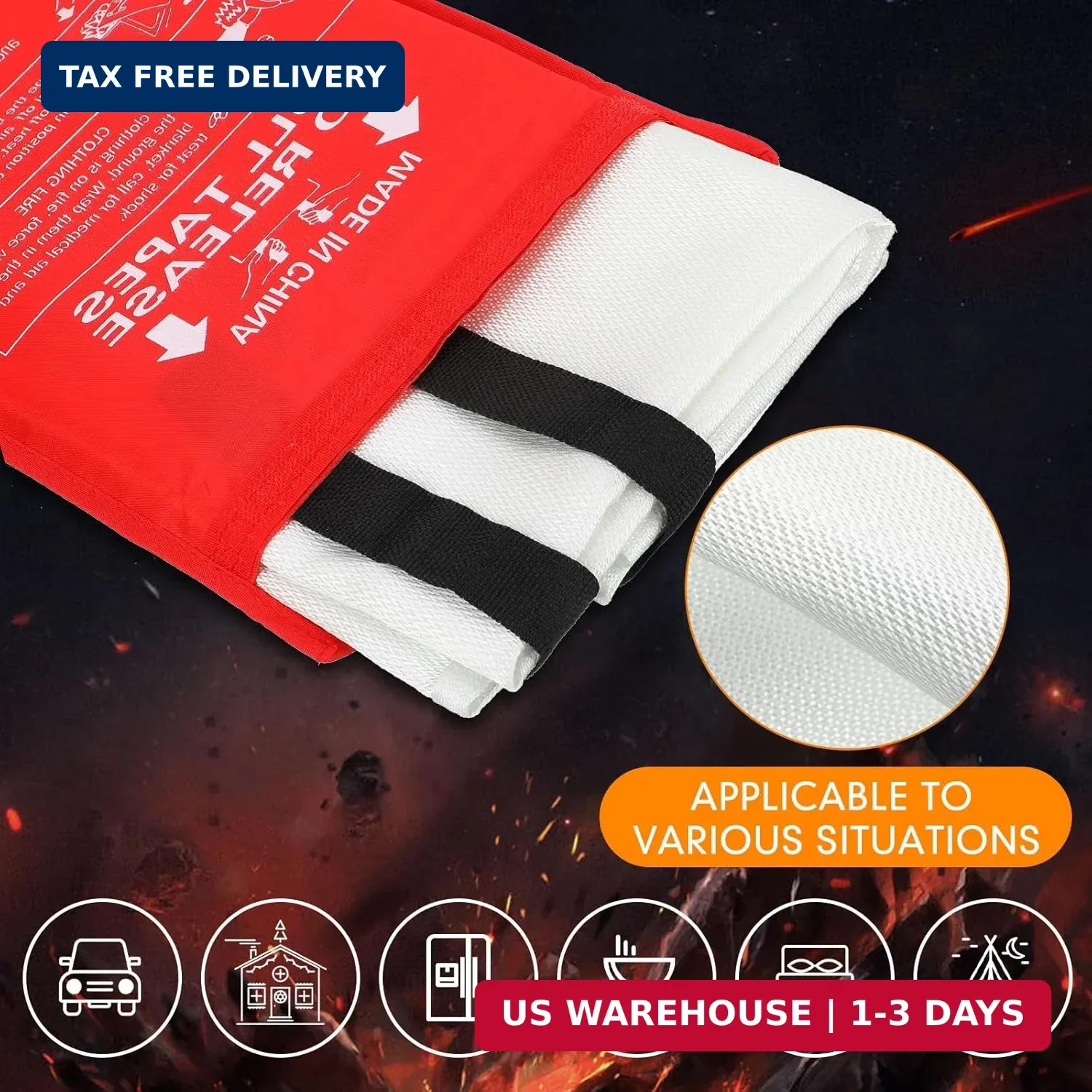Moukeren Fire Blanket Fire Emergency Blankets for Home Kitchen, Survival Safety