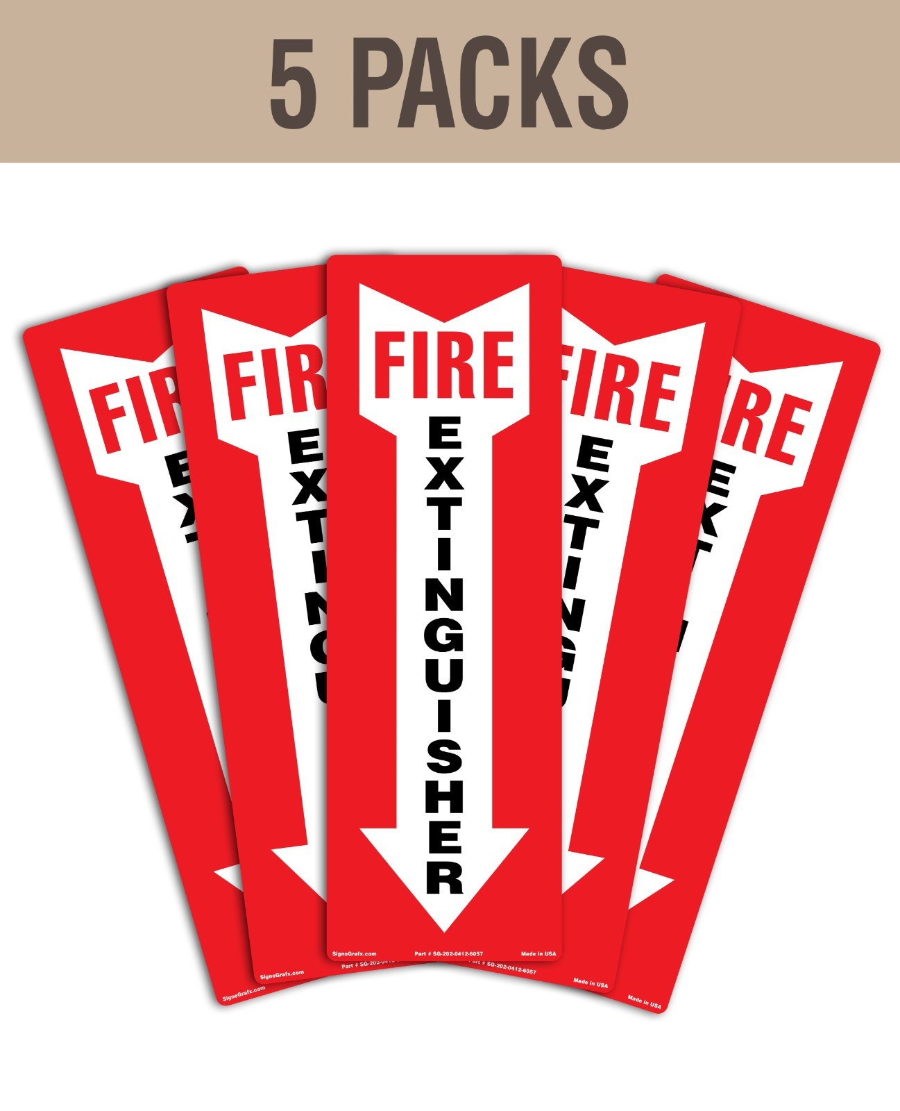 SIGNOGRAFX Fire Extinguisher Sticker Sign,5 Pack 4×12 In Fire Extinguisher Sign