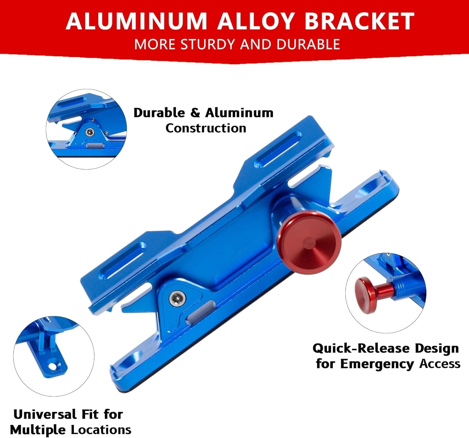 Quick Release Car Fire Extinguisher Mount – Blue Adjustable Aluminum Roll Bar…