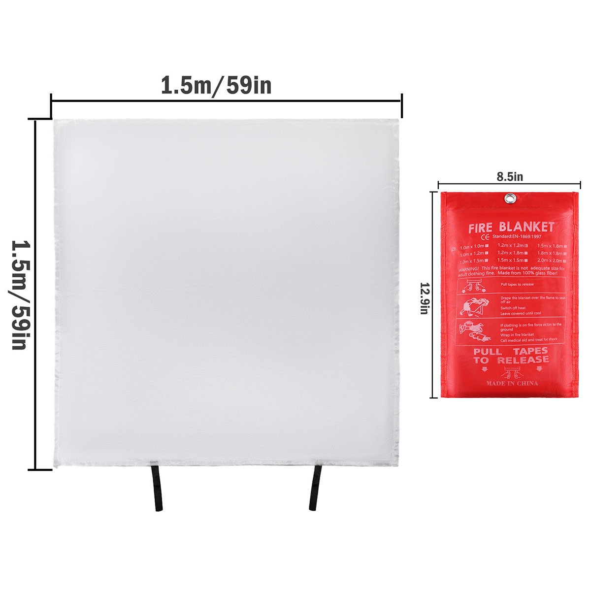 Fiberglass Fire Blanket 1/2/4/6PCS, Emergency Home Retardant Prepared 59”x59”