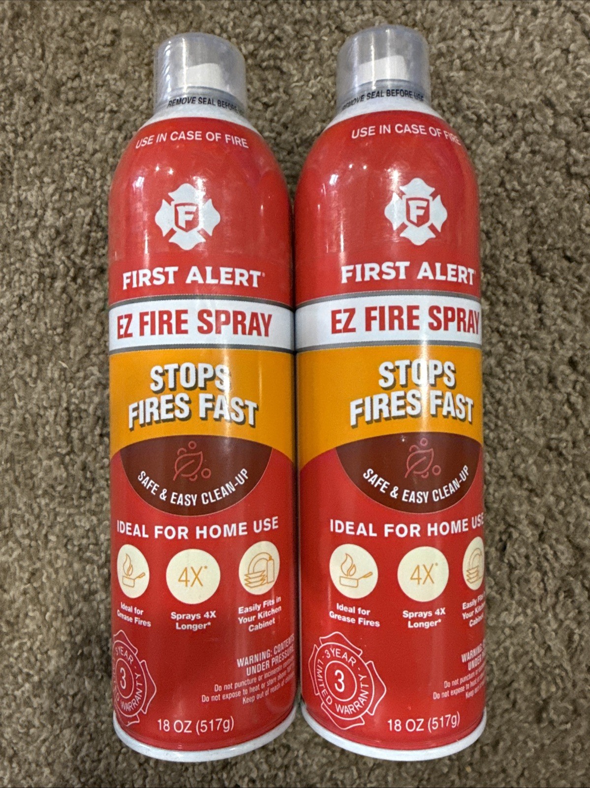 Pack of 2/ 18 Ounce Cans. First Alert EZ Fire Spray, Extinguishing Aerosol Spray