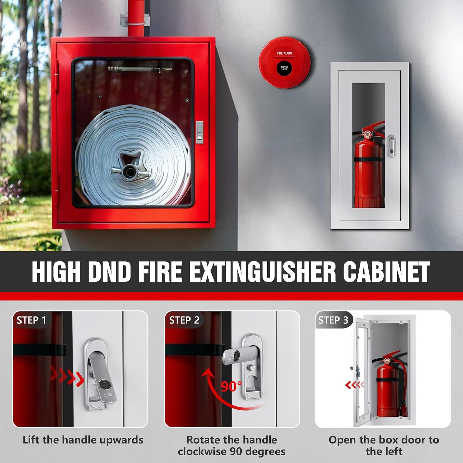 Semi Recessed Fire Extinguisher Cabinet for 5-12 Pounds Extinguisher, White Bake